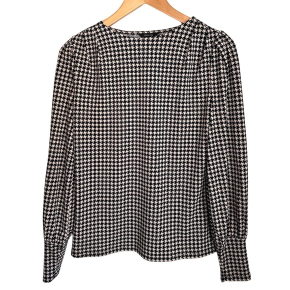 Academia RW&CO. Houndstooth Long Sleeve Blouse | Preppy Office Chic Minimalist - Picture 6 of 6